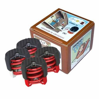 Soleco trillingsdemperset Bruin 70-120kg M8  (2x Wit + 2x Rood)
