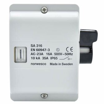 Norwesco werkschakelaar 4-polig 16A IP65 (M20) exclusief wartels