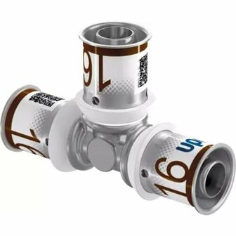 Uponor S-Press Plus t-stuk 16 x 16 x 16 mm, 3x pers, messing