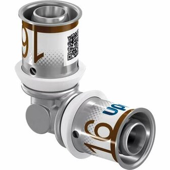 Uponor S-Press Plus knie 90&ordm; 16 x 16 mm, 2x pers, messing
