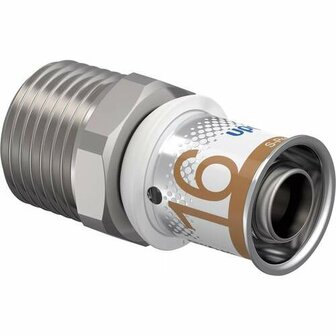 Uponor S-Press Plus puntstuk 16 x R1/2&quot;, pers x buitendraad, messing