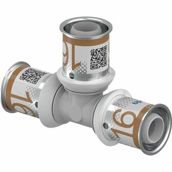 Uponor S-Press Plus t-stuk 16 x 16 x 16 mm, 3x pers, PPSU