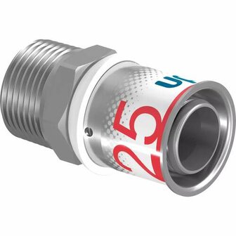 Uponor S-Press Plus puntstuk 25 x R3/4&quot;, pers x buitendraad, messing