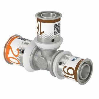 Uponor S-Press Plus t-stuk verlopend 20 x 16 x 16 mm, 3x pers, messing