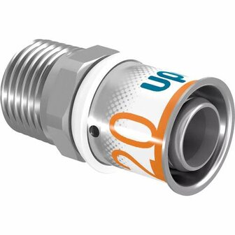 Uponor S-Press Plus puntstuk 20 x R1/2&quot;, pers x buitendraad, messing