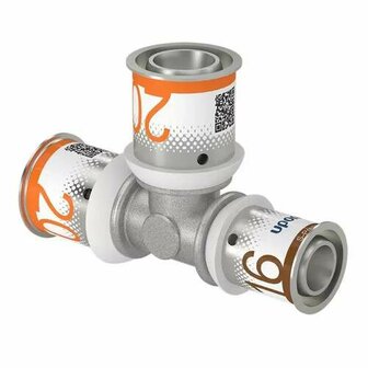 Uponor S-Press Plus t-stuk verlopend 20 x 20 x 16 mm, 3x pers, messing